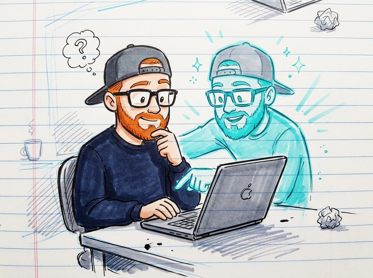 Zac puzzled at a laptop while Zax helps